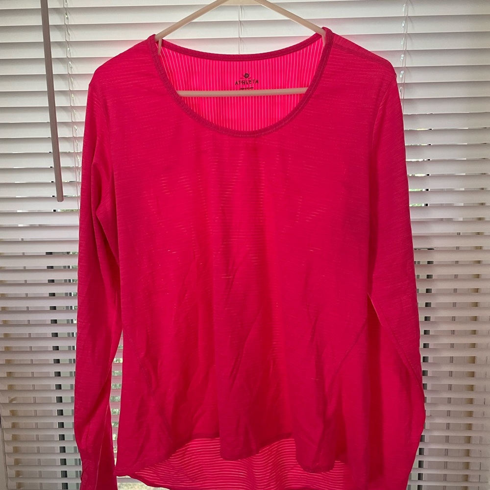 Athleta pink long sleeve shirt xl